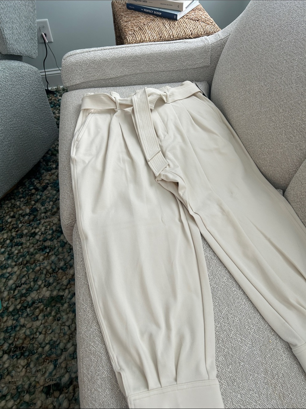 Women’s High-Waist Belted Cream Tapered Pants by Ralph Lauren